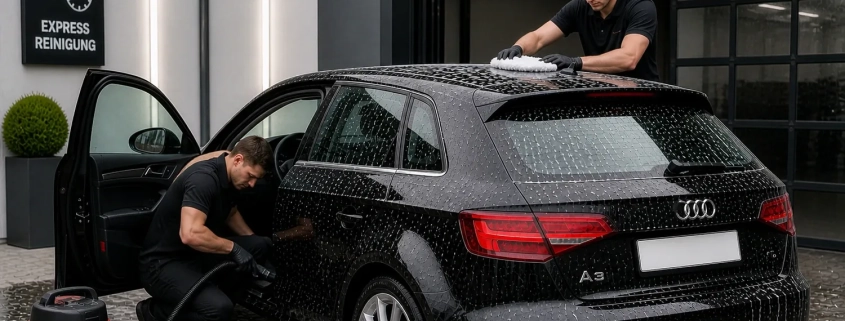 Professionelle Express-Reinigung eines Audi A3 mit Innen- und Außenwäsche bei TopDetailer Freiburg