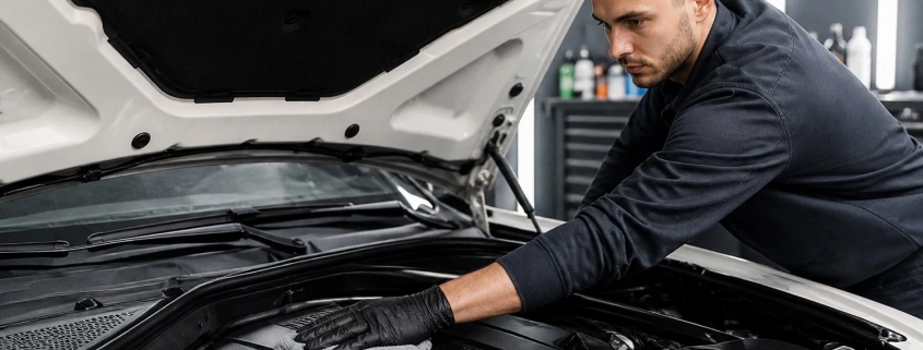 Professionelle Motorwäsche und Motorraumreinigung einer Mercedes-Benz E-Klasse bei TopDetailer Freiburg