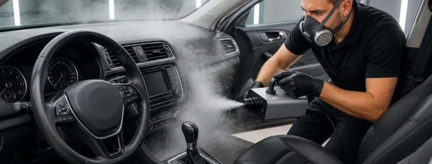 Professionelle Ozonbehandlung zur Geruchsentfernung im Fahrzeuginnenraum bei TopDetailer Freiburg